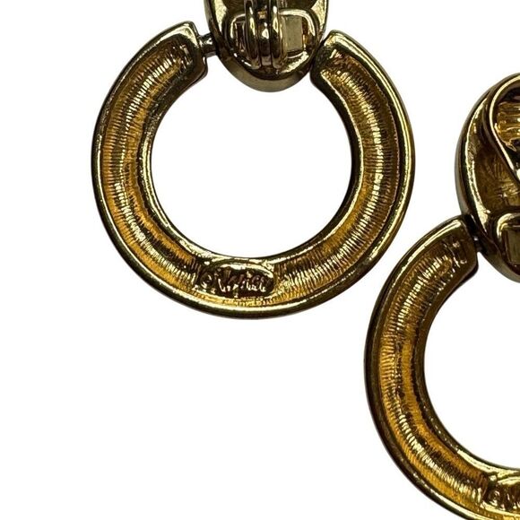 Napier Gold Toned Door Knocker Clip On Earrings - Picture 4 of 5